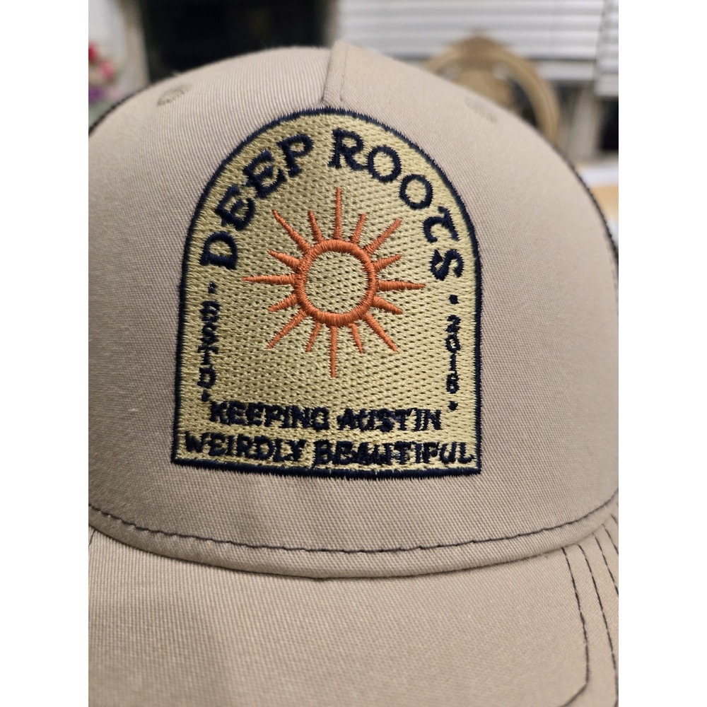 Mesh snapback Deep Roots Cap Adjustable,Richarson. Austin TX